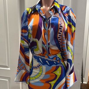 Zara Multicolor Abstract Button Down Shirt